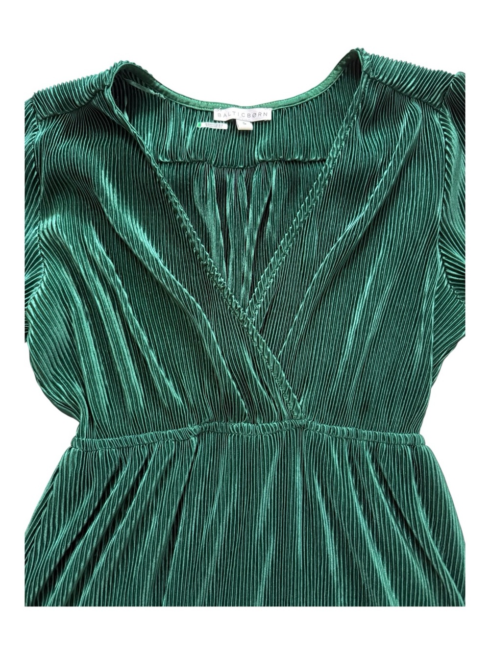 Baltic Born Emerald Green Pleated Maxi Dress Womens Small Long Sleeve - Picture 6 of 8